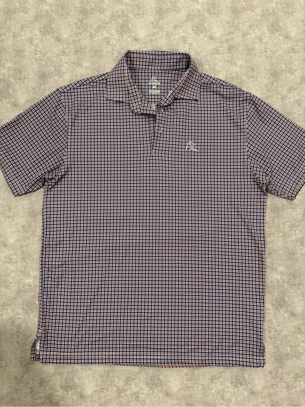 Rhoback Men’s Navy and Red Micro-Check Polo